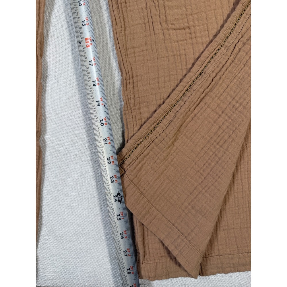 Aerie Wide Leg Gauze Pants Brown Smocked Waist Slit Pockets Small Petite - Picture 8 of 10